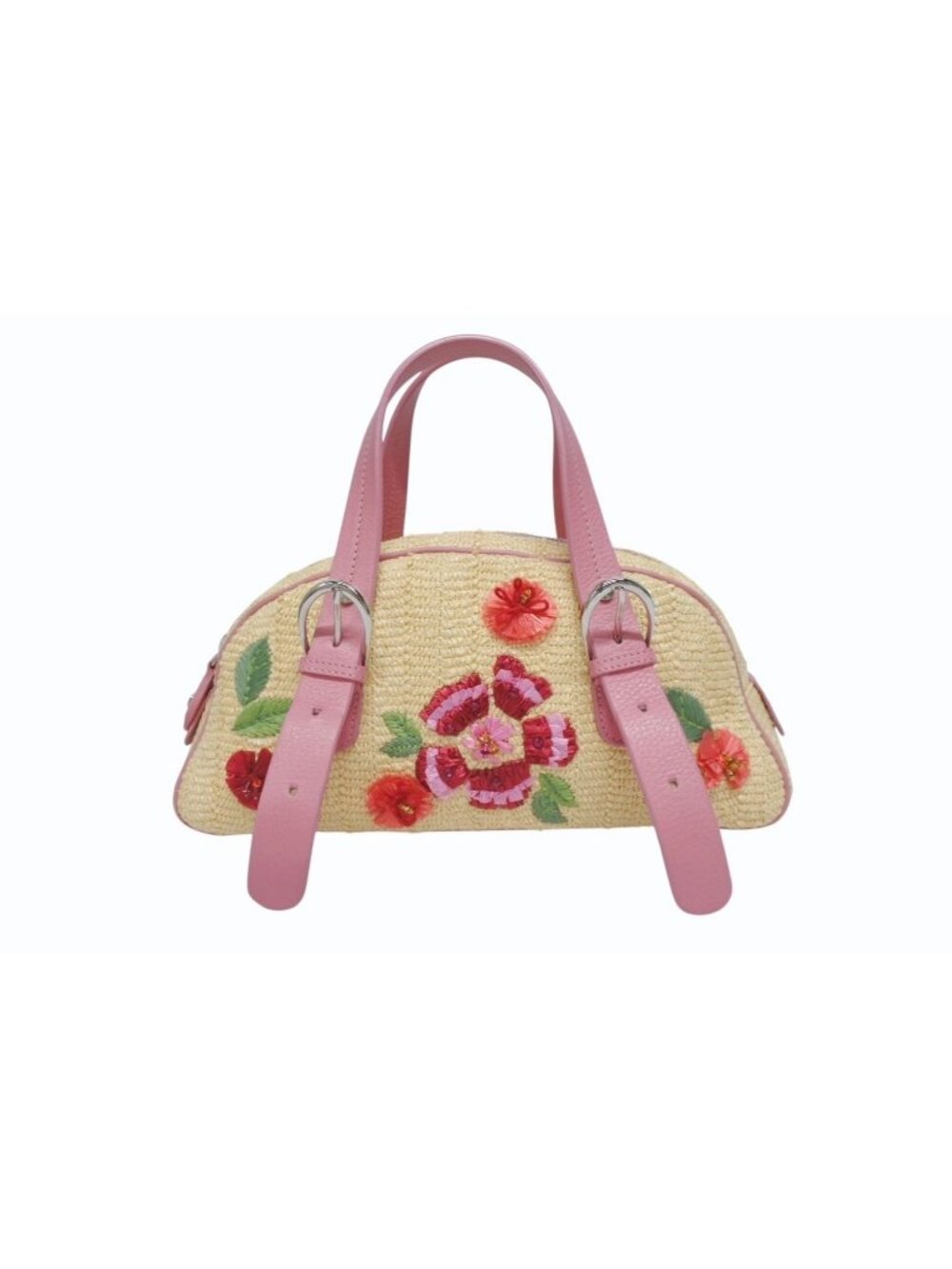 Dior Galliano Era Limited Edition Mini Boston Bag Embroidery Bijou Beige Straw